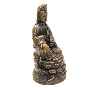 Statuette En Bronze Doré Divinité Asiatique XIXème