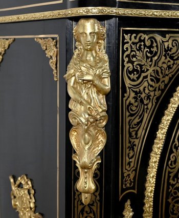 Support Cabinet in Blackened Pear Tree, Napoleon III Period - Mid-19th Century