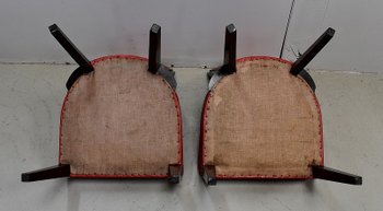 Pair of Chairs in Macassar Ebony and Red Leather – 1930s