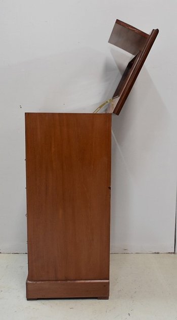 Rare Small Chest of Drawers, in Burl Mahogany Veneer - Late 19th Century