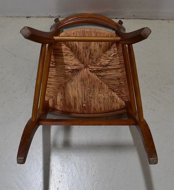 Suite Of 6 Straw Chairs In Cherry - XXth