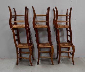 Suite Of 6 Straw Chairs In Cherry - XXth