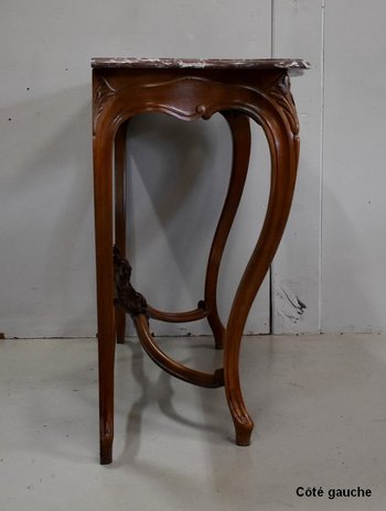 Console in solid Blond Walnut, Louis XV style, Napoleon III period - Mid-19th century