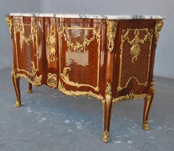 Sideboard mit eingelegter Tür Übergang Stil vergoldete Bronze