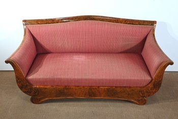 3 Seater Sofa in Burl Walnut, Restoration style - 1st part of the 19th century