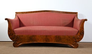 3 Seater Sofa in Burl Walnut, Restoration style - 1st part of the 19th century