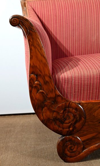 3 Seater Sofa in Burl Walnut, Restoration style - 1st part of the 19th century