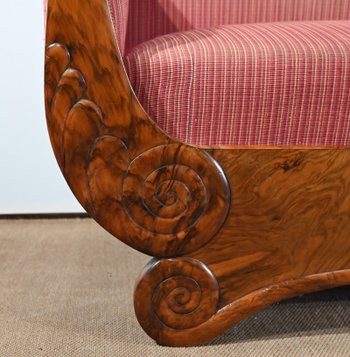 3 Seater Sofa in Burl Walnut, Restoration style - 1st part of the 19th century