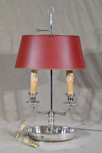 Bouillotte Lamp in Silver Metal - Early 20th Century