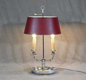 Bouillotte Lamp in Silver Metal - Early 20th Century