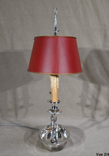 Bouillotte Lamp in Silver Metal - Early 20th Century