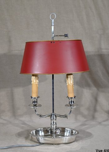 Bouillotte Lamp in Silver Metal - Early 20th Century