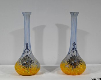 Pair of Glass Paste Vases, signed Legras – Late 19th century