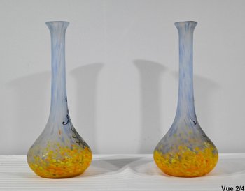 Pair of Glass Paste Vases, signed Legras – Late 19th century