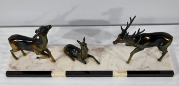 Deer, Doe and Fawn Group in Spelter - Early 20th Century