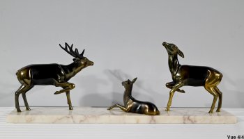 Deer, Doe and Fawn Group in Spelter - Early 20th Century