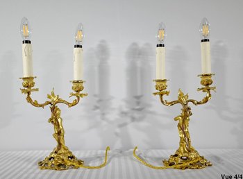 Pair of Gilt Bronze Candlesticks - Late 19th Century