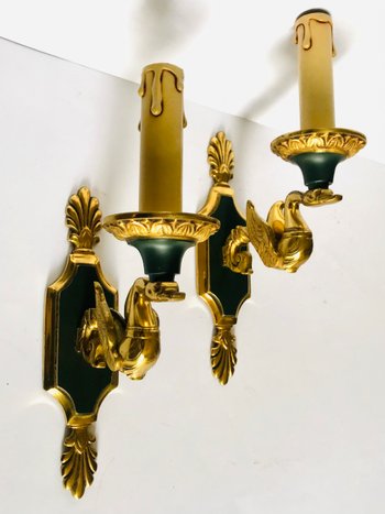 Pair of simple sconces Empire style house Lucien Gau Paris