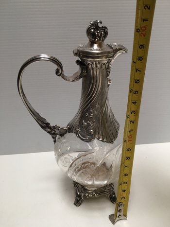 Small crystal and silver ewer late nineteenth