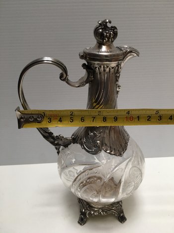 Small crystal and silver ewer late nineteenth