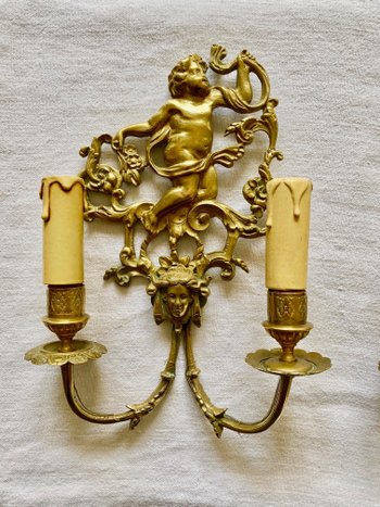 Pair of gilt bronze sconces