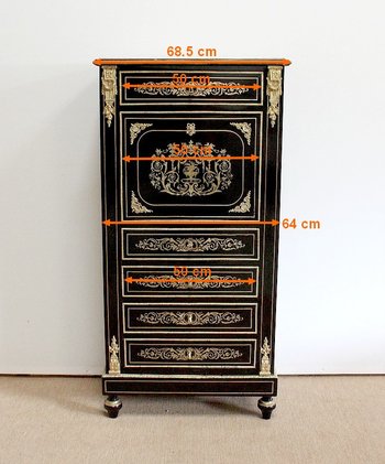 Secretary in blackened wood, Napoleon III period - 19th century