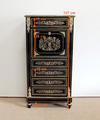 Secretary in blackened wood, Napoleon III period - 19th century