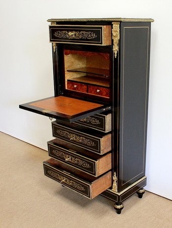 Secretary in blackened wood, Napoleon III period - 19th century