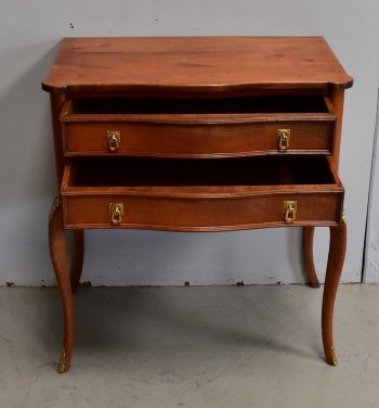 Small Louis XV style chest of drawers, called "Perruquière", in cherry wood - Early XXth century