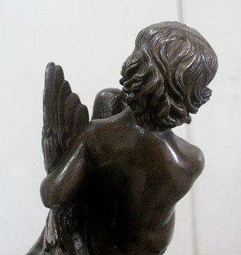 Bronze of a Cherub holding a Goose, by A. Collas – 19th century