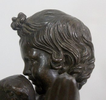 Bronze of a Cherub holding a Goose, by A. Collas – 19th century