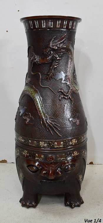 Important Vase Cloisonné en Cuivre, origine Chine – Fin XIXe