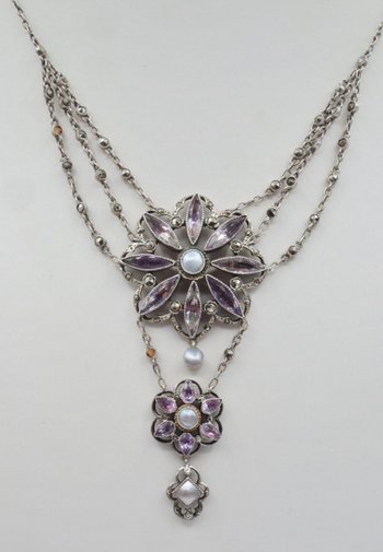 Collier, Argent Et Améthyste, XIXe Siècle.