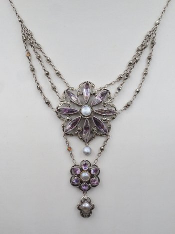 Collier, Argent Et Améthyste, XIXe Siècle.