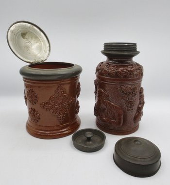 Two Tobacco Pots, Beauvaisis 19th Century.