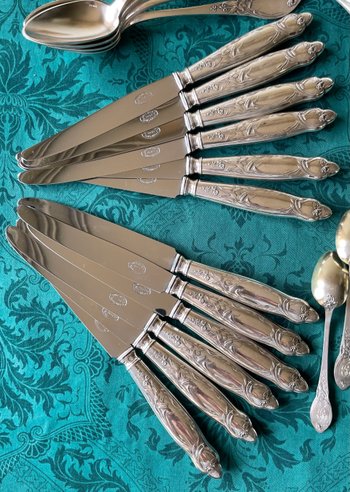 48-piece art nouveau cutlery set.