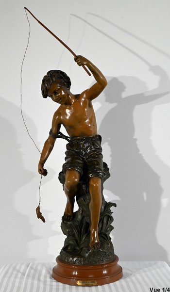 Important Spelter "The Angler", signed S.Kindsburger - Early 20th Century