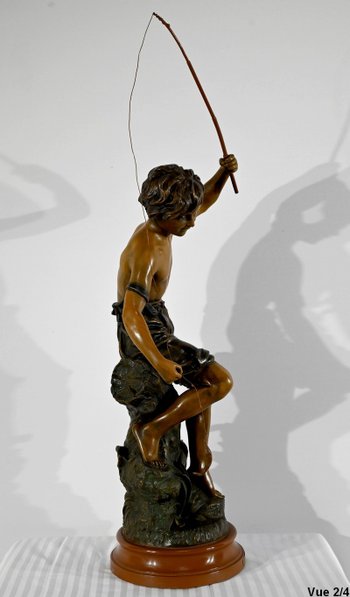 Important Spelter "The Angler", signed S.Kindsburger - Early 20th Century