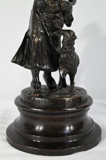 Bronzes “The Shepherd and the Shepherdess”, signed Laurini, after L & F. Moreau – Early 20th century