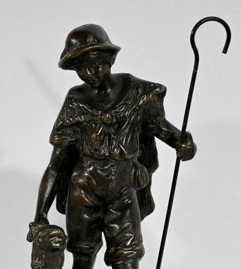 Bronzes “The Shepherd and the Shepherdess”, signed Laurini, after L & F. Moreau – Early 20th century