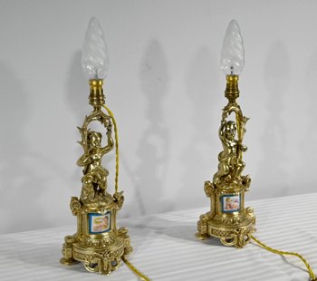 Pair of Candlesticks in Gilt Bronze, Napoleon III Period - Mid-19th Century