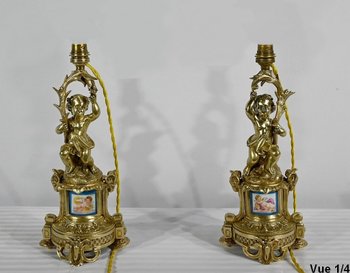 Pair of Candlesticks in Gilt Bronze, Napoleon III Period - Mid-19th Century