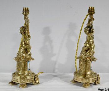 Pair of Candlesticks in Gilt Bronze, Napoleon III Period - Mid-19th Century