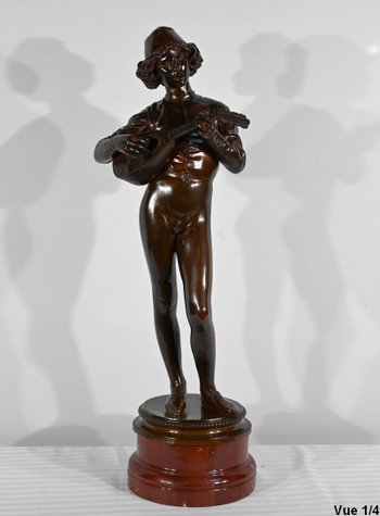 Bronze « Chanteur Florentin du XVe Siècle », signé P.Dubois – 1865