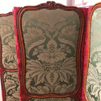 Screen in embossed leather, partly 18th century