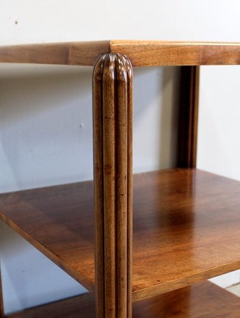 Serving Table on Wheels in Walnut, Art Deco - Early 20th Century