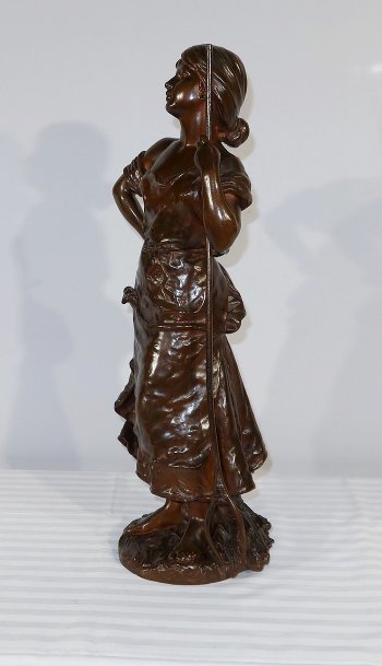 Bedeutende Bronze "Junge Bäuerin", signiert H. Moreau - 2. Teil 19. Jahrhundert