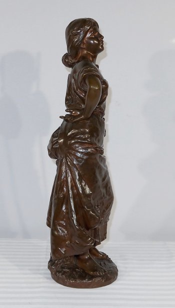 Bedeutende Bronze "Junge Bäuerin", signiert H. Moreau - 2. Teil 19. Jahrhundert