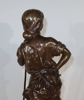 Bedeutende Bronze "Junge Bäuerin", signiert H. Moreau - 2. Teil 19. Jahrhundert