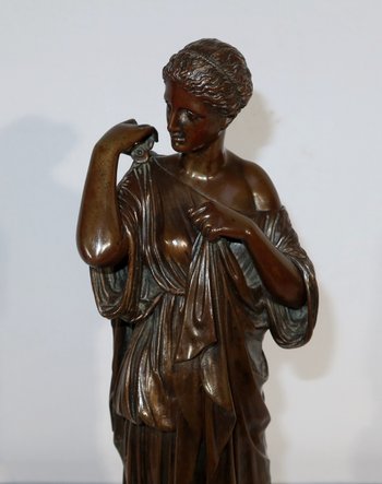 Bronze « Diane de Gabies » d’après Praxitèle, signé C. Sauvage – Début XIXe